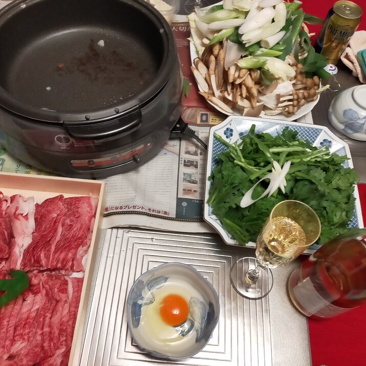 ホットプレートで関西風すき焼き♡